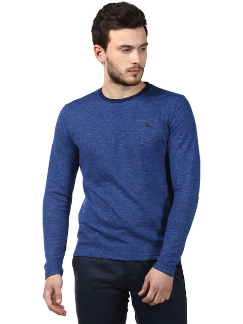 

Parx Men Blue Self-Design Round Neck T-shirt