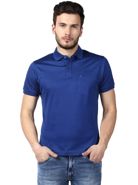 

Parx Men Blue Solid Polo Collar T-shirt