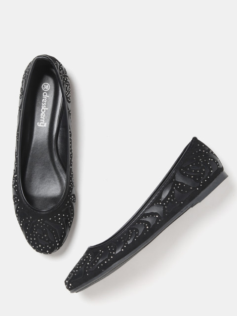

DressBerry Women Black Embellished Ballerinas