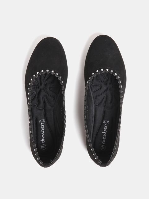 

DressBerry Women Black Studded Ballerinas