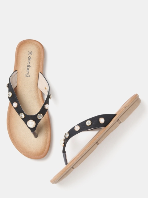 

DressBerry Women Black Embellished Flats