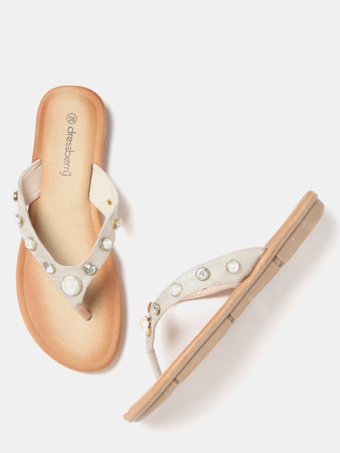 

DressBerry Women Silver-Toned Embellished Flats