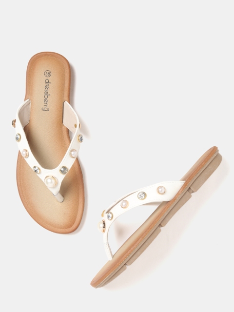 

DressBerry Women Off-White Embellished Flats