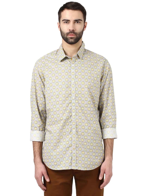 

ColorPlus Men Yellow & Grey Regular Fit Printed Casual Shirt