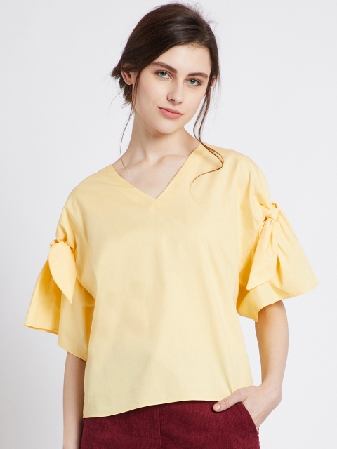 

COVER STORY Women Yellow Solid Boxy Top