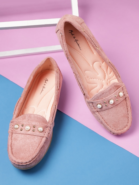 

Mast & Harbour Women Dusty Pink Loafers with Embellished Detail