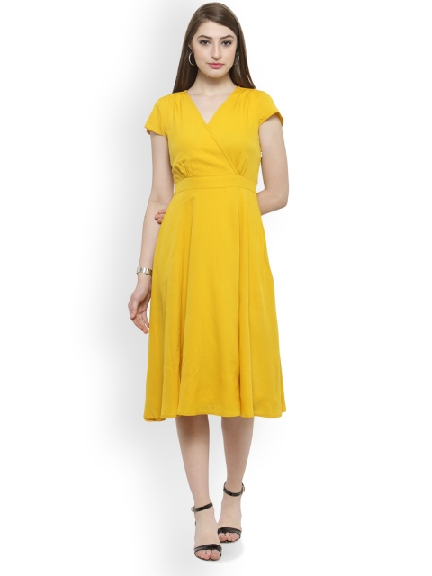 

Magnetic Designs Women Mustard Solid Empire Dress