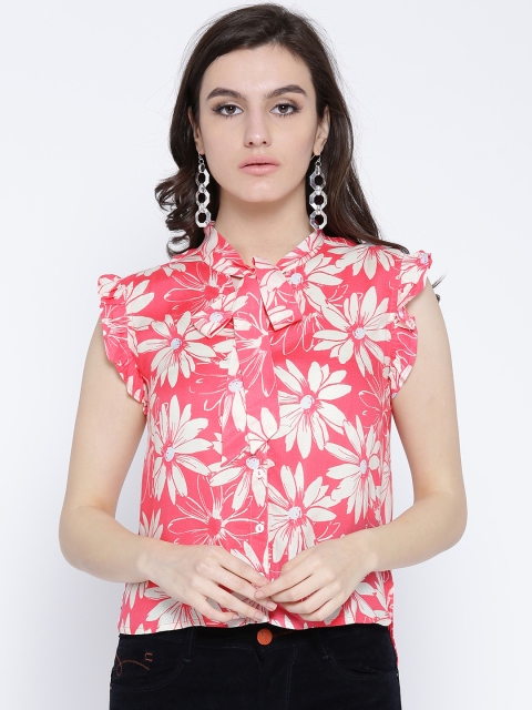 

Ayaany Women Pink & Off-White Floral Print Top