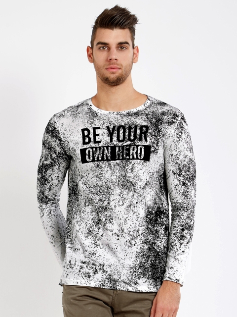 

Maniac Men White Printed Round Neck T-shirt