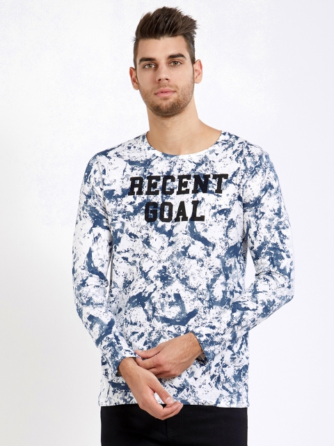 

Maniac Men White Printed Round Neck T-shirt