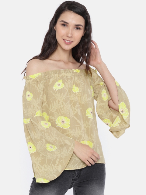 

Vero Moda Women Brown Printed Bardot Top