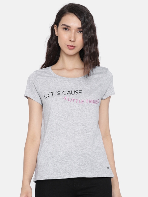 

Vero Moda Women Grey Printed Round Neck T-shirt