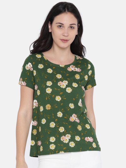 

Vero Moda Women Green Floral Print Round Neck T-shirt