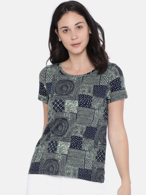 

Vero Moda Women Navy Blue Printed Round Neck T-shirt