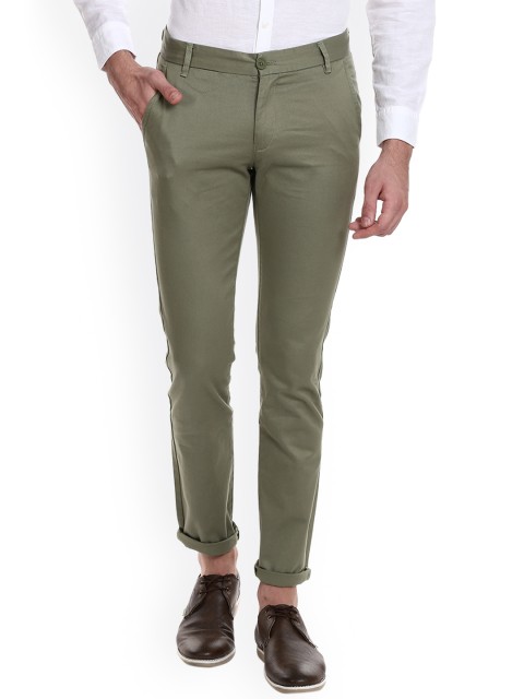 

United Colors of Benetton Men Green Slim Fit Solid Regular Trousers
