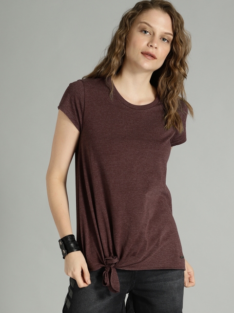 

Roadster Time Travlr Women Burgundy Solid Top