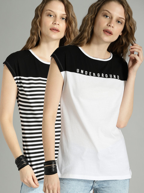 

Roadster Women Pack of 2 T-shirts, White