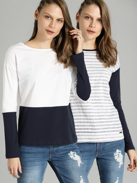 

Roadster Pack of 2 Round Neck T-shirts, White