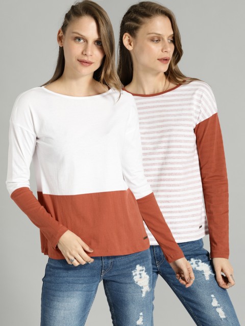 

Roadster Pack of 2 Round Neck T-shirts, White