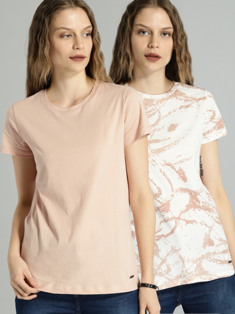 

Roadster Women Pack of 2 Round Neck T-shirts, Pink