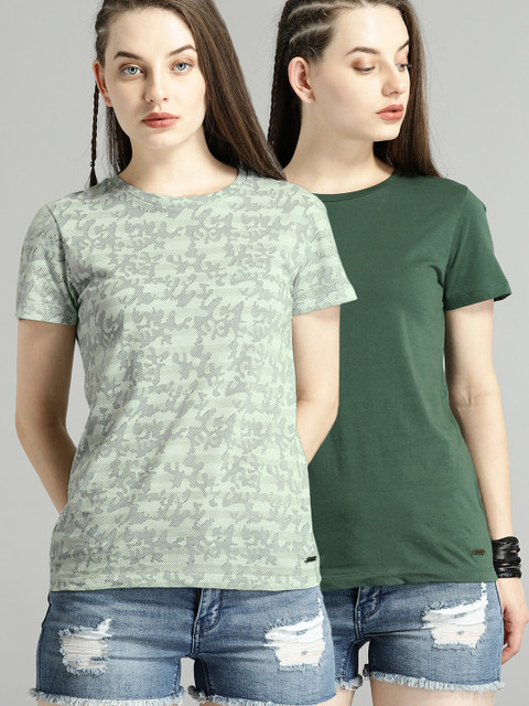 

Roadster Women Pack of Two T-shirt, Green