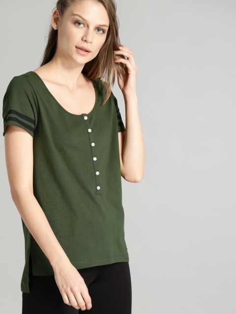 

Roadster Women Olive Green T-shirt
