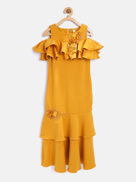 

Tiny Girl Mustard Yellow Solid Layered Maxi Dress
