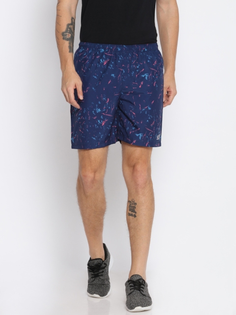

Status Quo Men Navy Blue Printed Regular Fit Sports Shorts