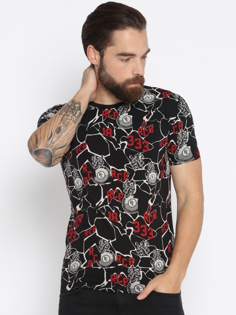 

Status Quo Men Black Printed Round Neck T-shirt