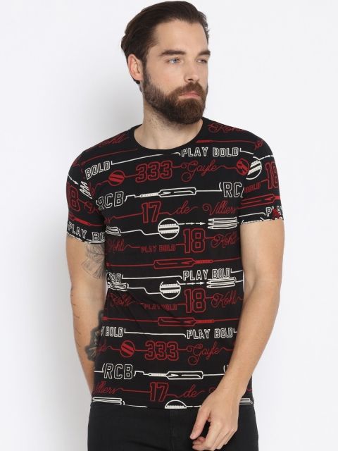

Status Quo Men Black Printed Round Neck T-shirt