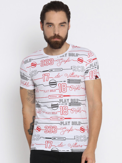

Status Quo Men White Printed Round Neck T-shirt