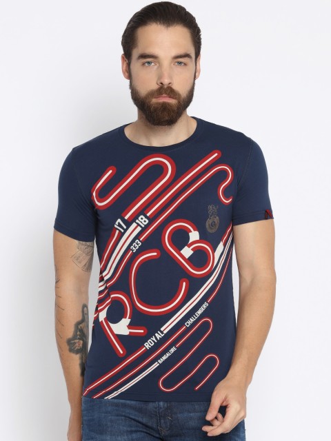 

Status Quo Men Navy Blue Printed Round Neck T-shirt