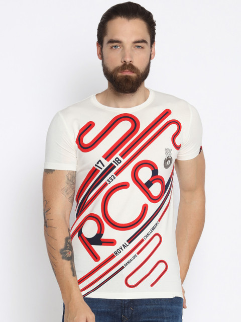 

Status Quo Men Off-White Printed Round Neck T-shirt