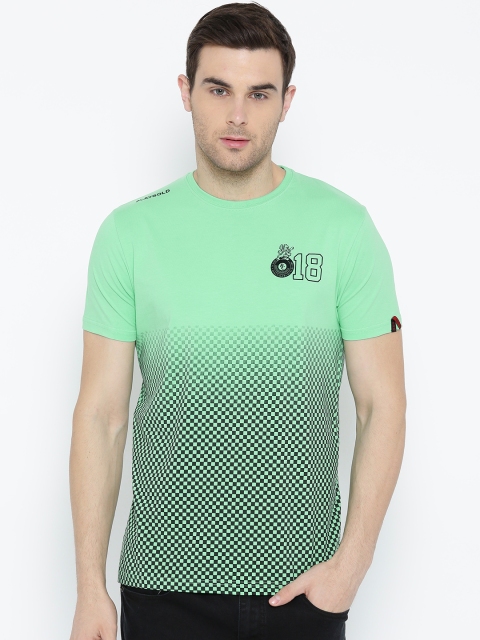 

Status Quo Men Green Checked Round Neck T-shirt