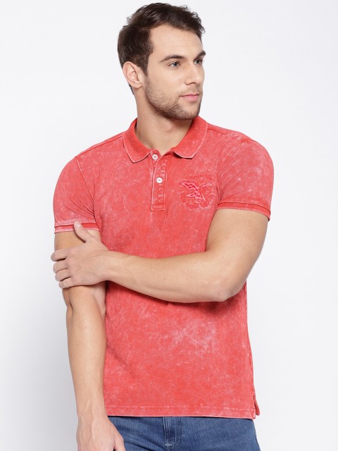 

Status Quo Men Red Solid Polo Pure Cotton T-shirt