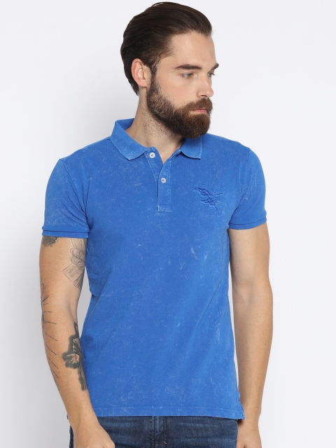 

Status Quo Men White Solid Polo Collar T-shirt, Blue