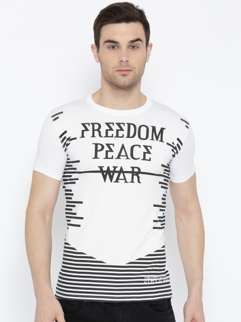 

Status Quo Men White Printed Round Neck T-shirt