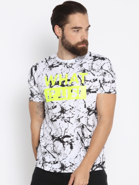 

Status Quo Men White Printed Round Neck T-shirt