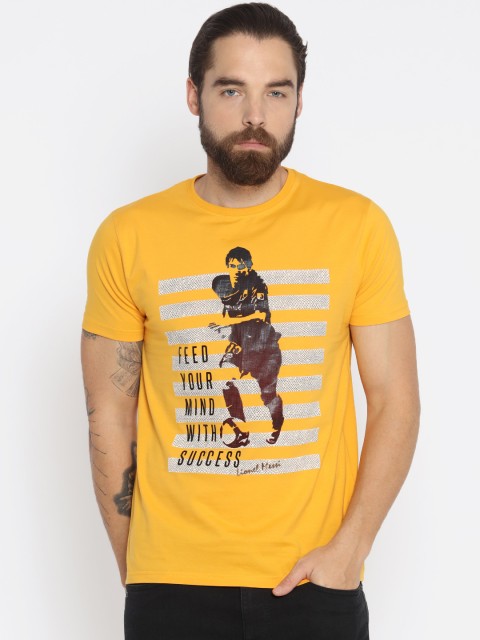 

Status Quo Men Yellow Printed Round Neck T-shirt