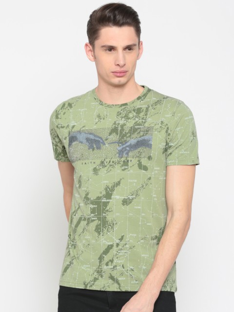 

Status Quo Men Green Printed Round Neck T-shirt