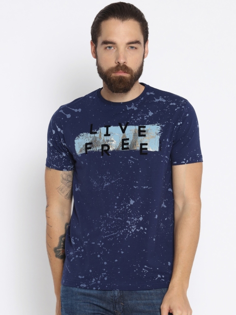 

Status Quo Men Blue Printed Round Neck T-shirt
