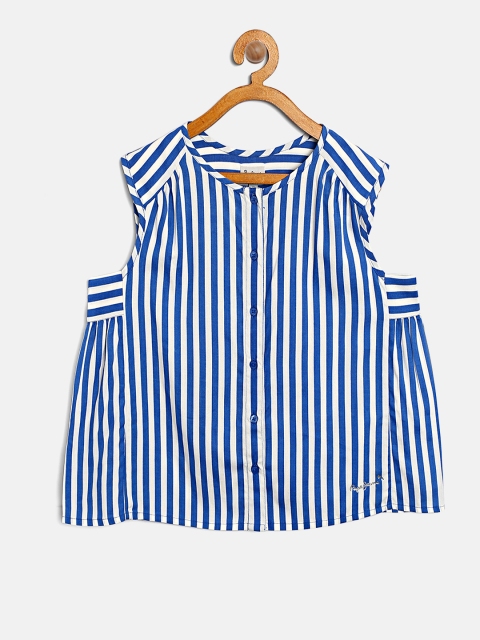 

Pepe Jeans Girls Blue Striped A-Line Top