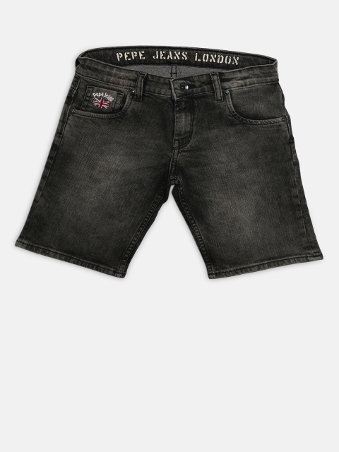 

Pepe Jeans Boys Black Washed Cashed Slim Fit 3/4th Denim Shorts