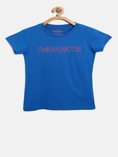 

Pepe Jeans Girls Blue Solid Round Neck T-shirt