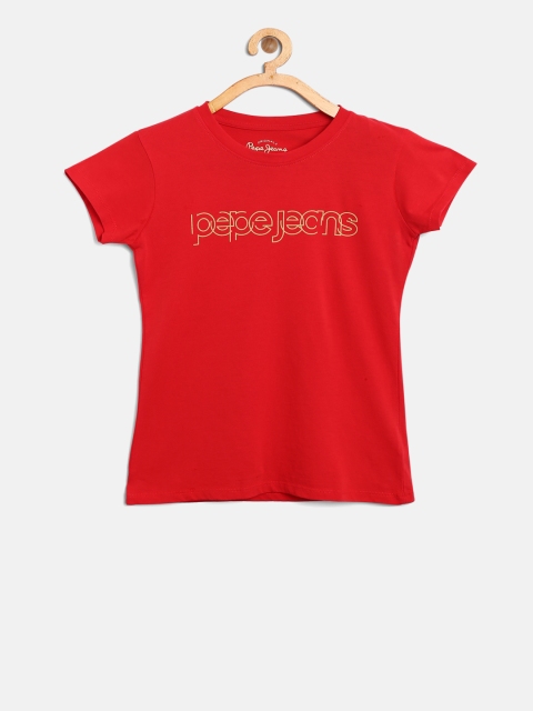 

Pepe Jeans Girls Red Solid Round Neck T-shirt