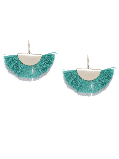 

Accessorize Green & Gold-Toned Crescent Shaped Drop Earrings