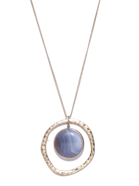 

Accessorize Gold-Toned & Blue Stone-Studded Necklace