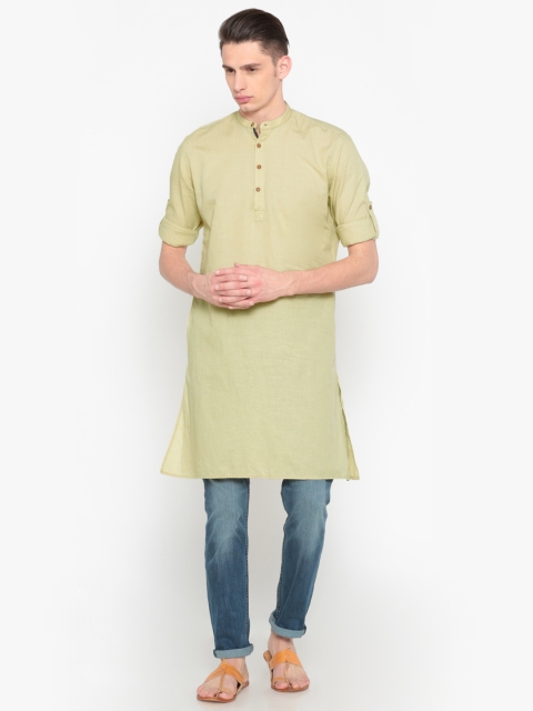 

British Club Men Beige Slim Fit Straight Kurta