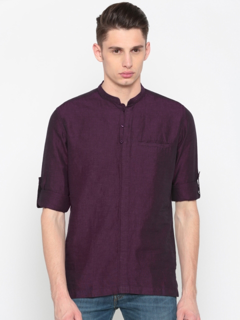 

British Club Men Burgundy Solid Straight Kurta