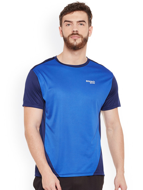 

Masch Sports Men Blue Colourblocked Round Neck T-shirt